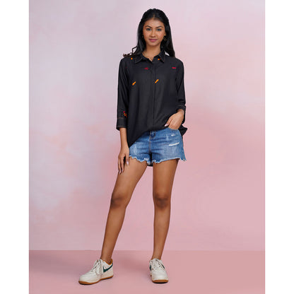 The House of Hemp Midnight Stacks Embroidered Shirt