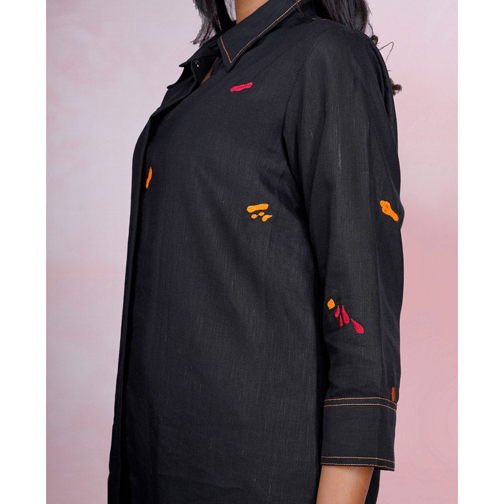 The House of Hemp Midnight Stacks Embroidered Shirt