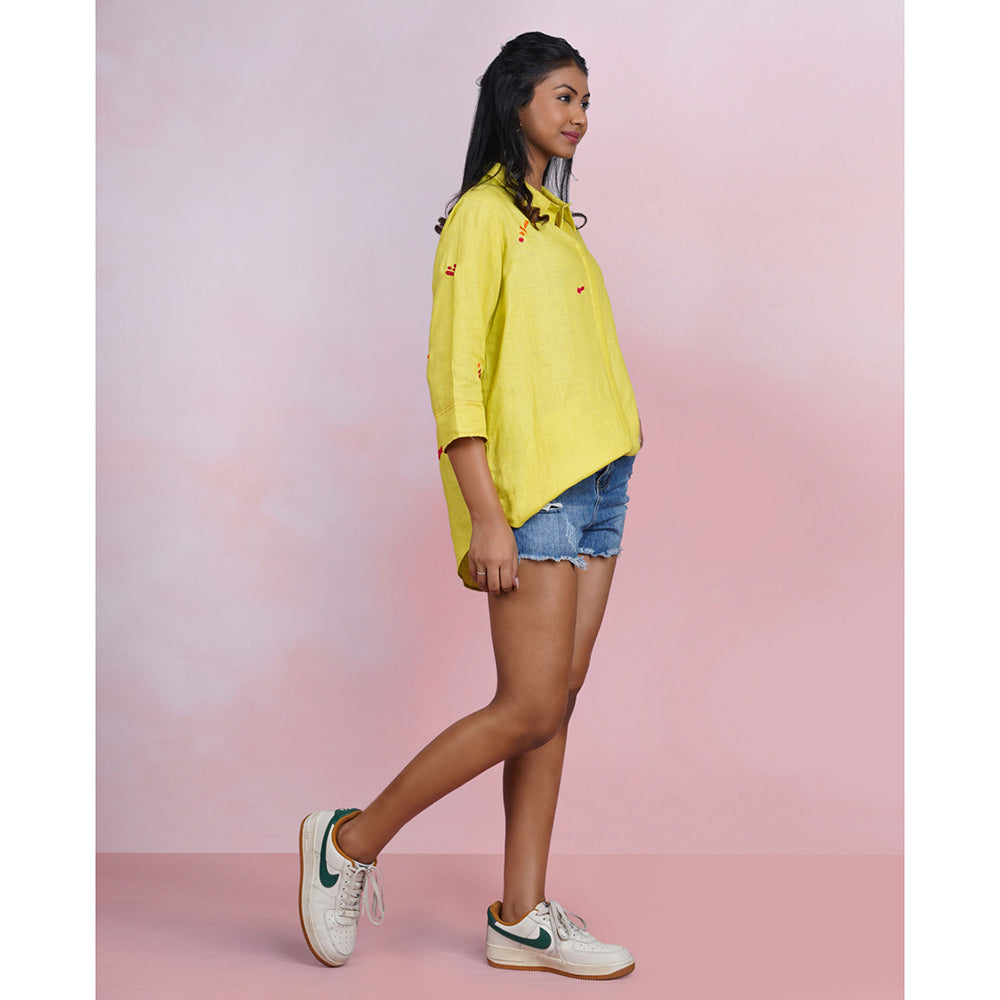 The House of Hemp Sage Stacks Embroidered Shirt