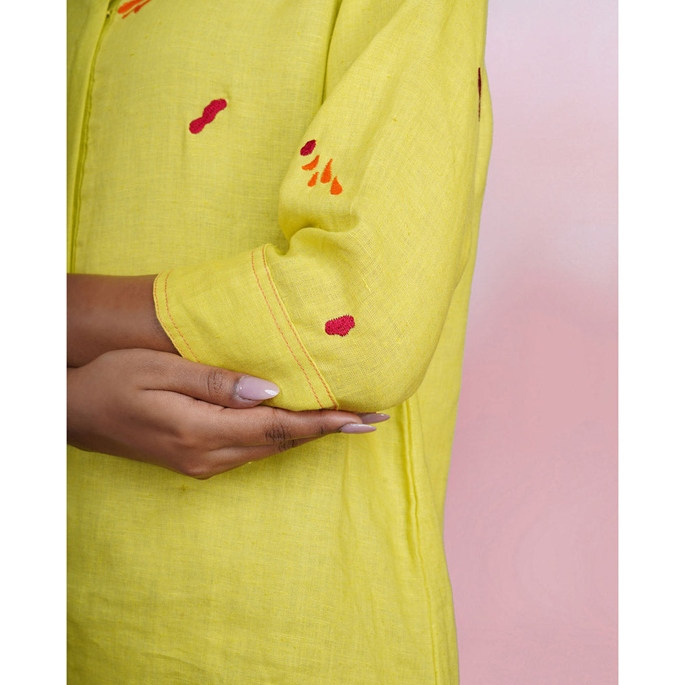 The House of Hemp Sage Stacks Embroidered Shirt