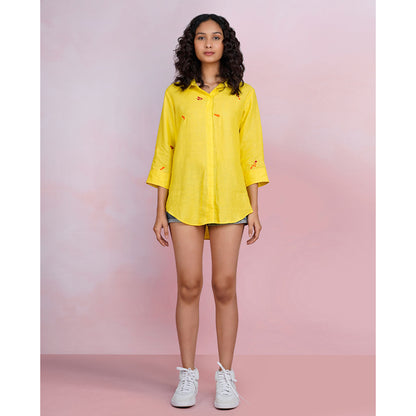The House of Hemp Golden Stacks Embroidered Shirt
