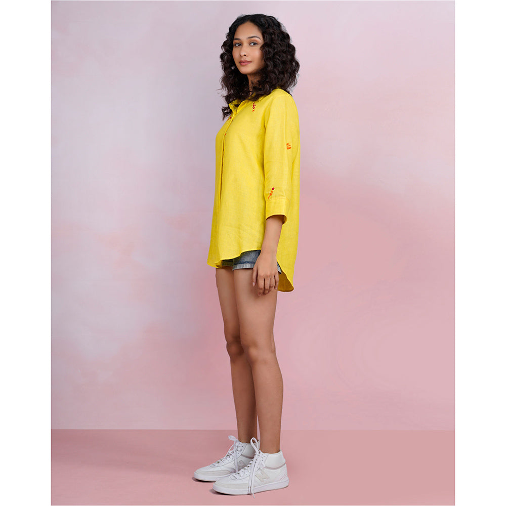The House of Hemp Golden Stacks Embroidered Shirt
