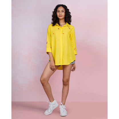 The House of Hemp Golden Stacks Embroidered Shirt
