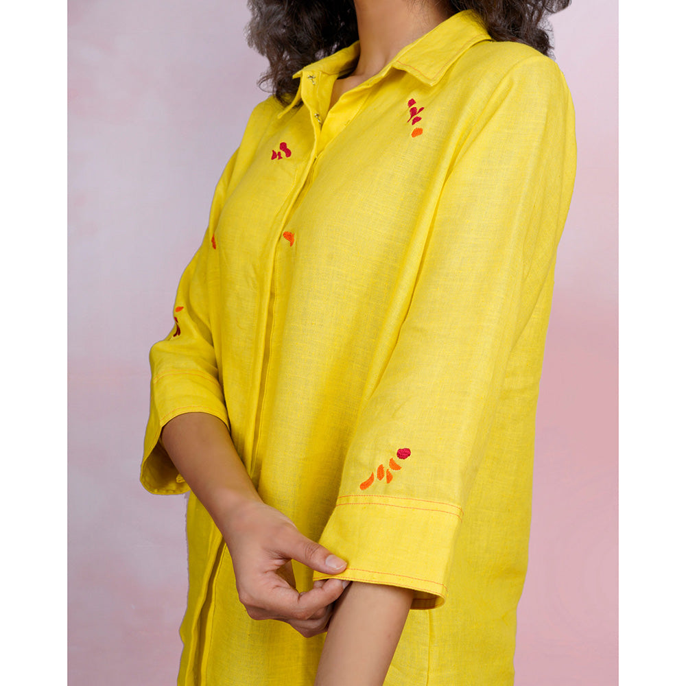 The House of Hemp Golden Stacks Embroidered Shirt