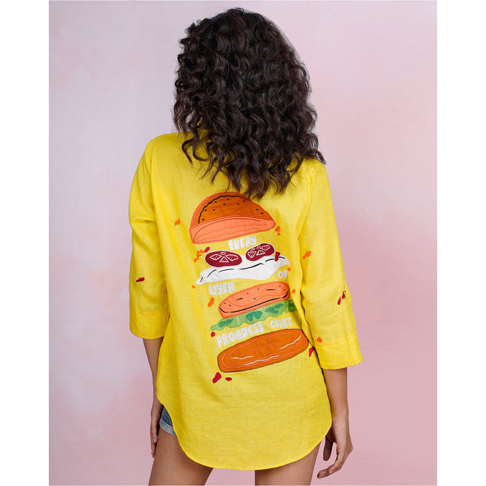 The House of Hemp Golden Stacks Embroidered Shirt