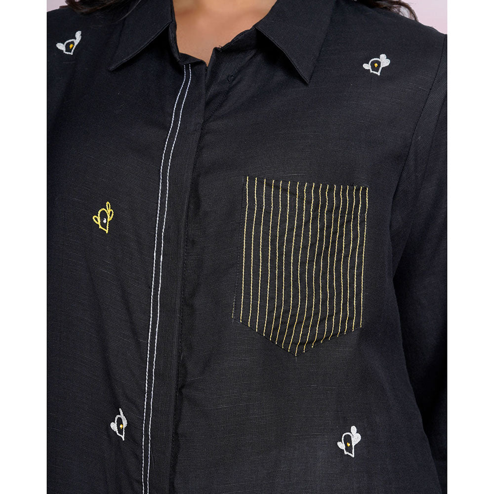 The House of Hemp Dune Cactus Embroidered Shirt