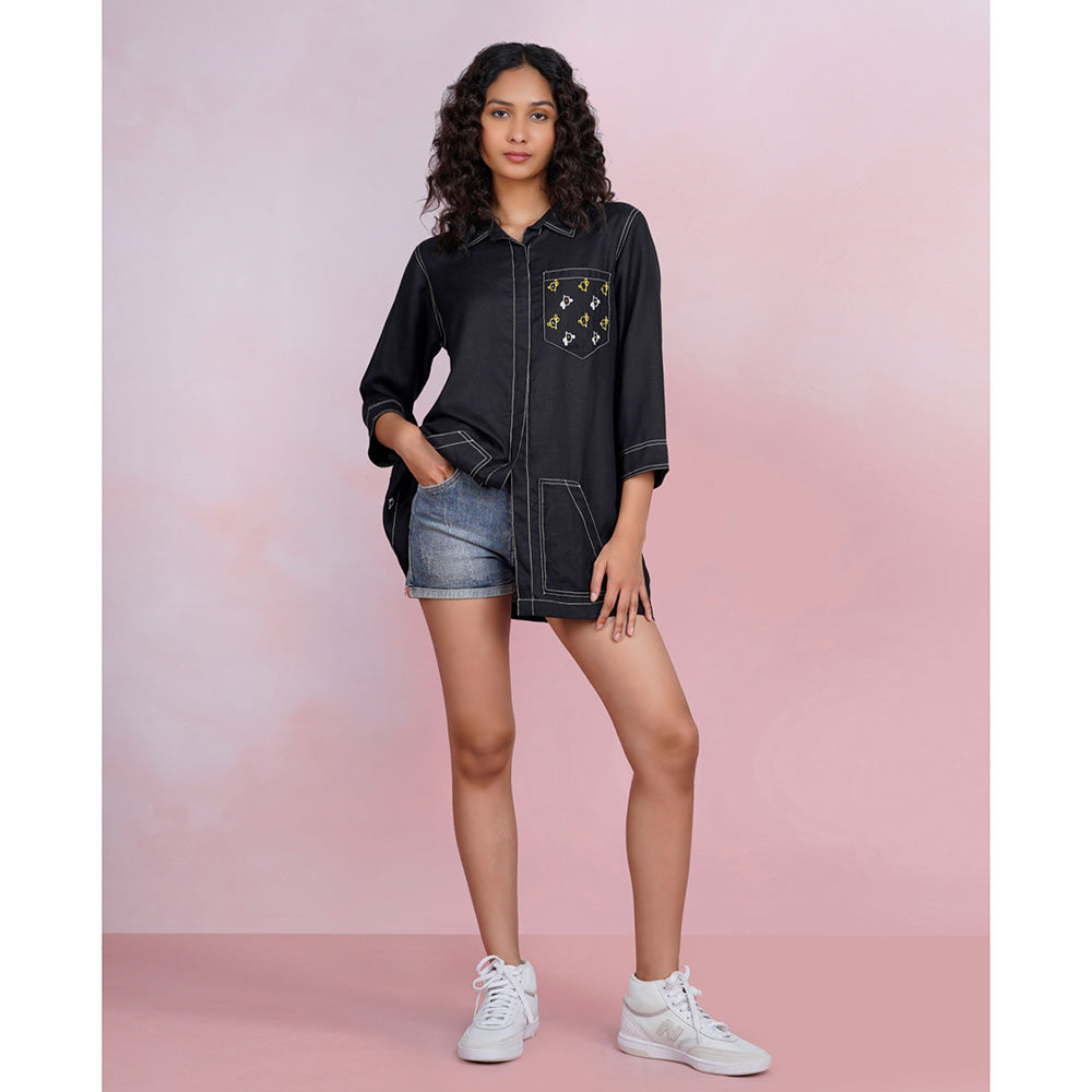 The House of Hemp Sunset Cactus Embroidered Shirt
