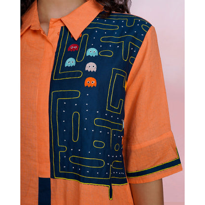 The House of Hemp Retro Maze Embroidered Shirt