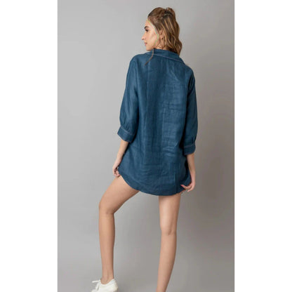 The House of Hemp Blue Overthinking Long Shirt
