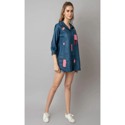 The House of Hemp Blue Overthinking Long Shirt