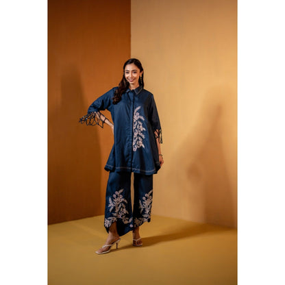 The House of Hemp Navy Blue Neelam Co-Ord Set