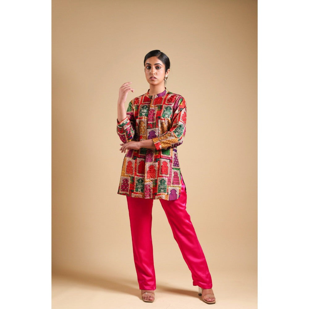 THETAA Pink Hand-Embroidered Co-Ord (Set of 2)