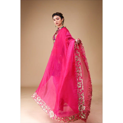 THETAA Pink Kalidar Kurta with Dhoti and Dupatta (Set of 3)