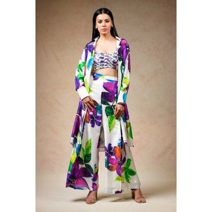 THETAA White Jacket with Bustier and Pant (Set of 3)
