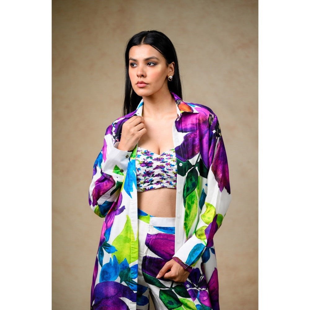 THETAA White Jacket with Bustier and Pant (Set of 3)