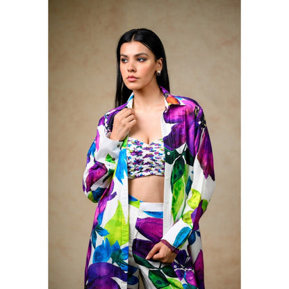 THETAA White Jacket with Bustier and Pant (Set of 3)