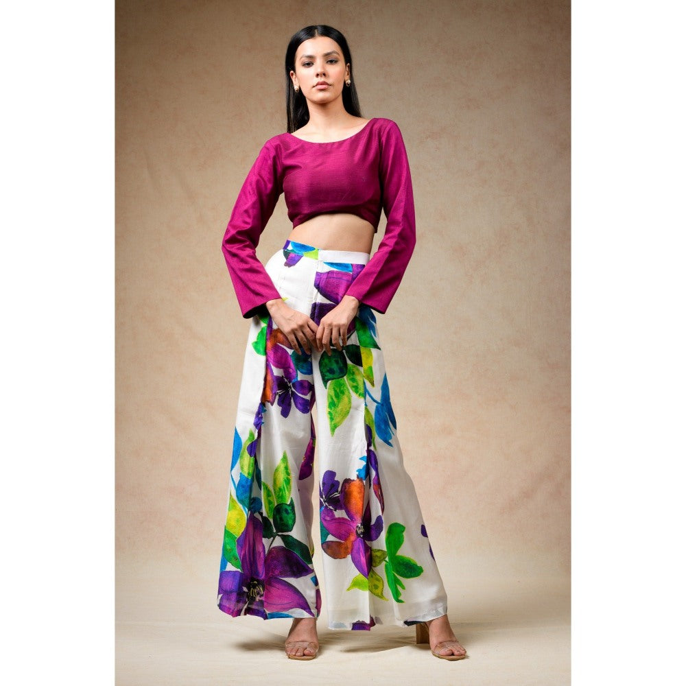 THETAA Wine Crop Top with Pant (Set of 2)