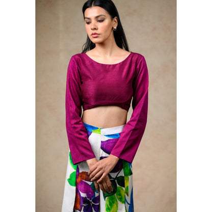 THETAA Wine Crop Top with Pant (Set of 2)