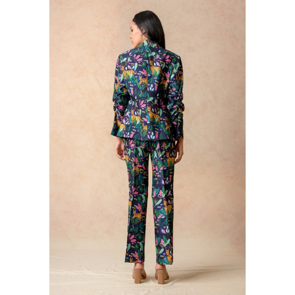 THETAA Green Blazer with Crop Top and Pant (Set of 3)