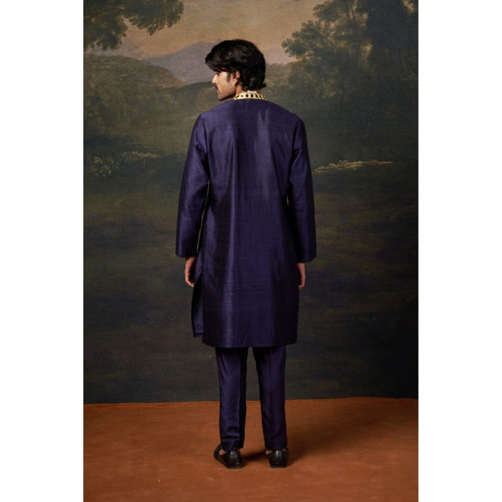 THETAA Men Purple Heavy Mirror Work Kurta with Pyjama
