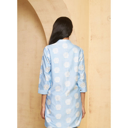 THETAA Womens Blue Embellished Co-Ord Set