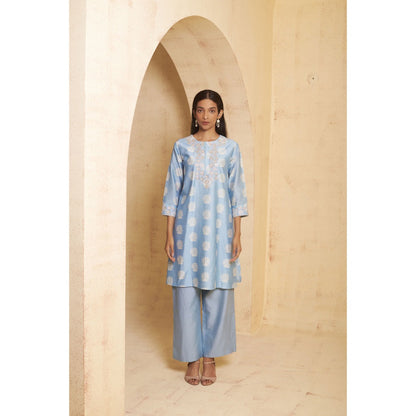 THETAA Womens Blue Floral Print Co-Ord Set
