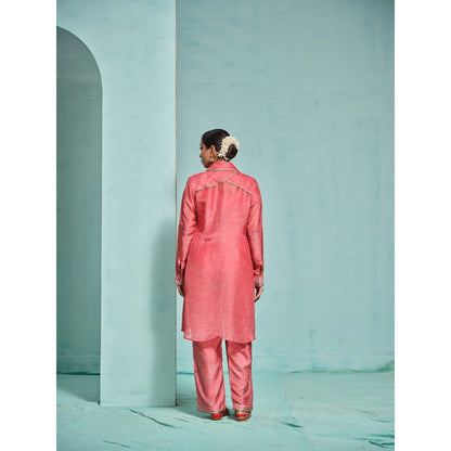 The Clothing Therapy Coral High-Low Kurta with Pant and Inner (Set of 3)