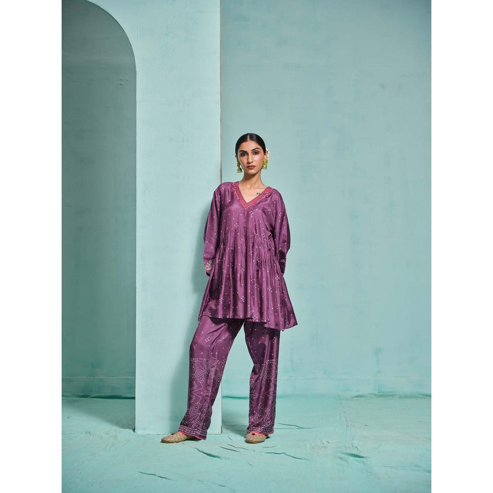 The Clothing Therapy Purple Kurta with Pant (Set of 2)