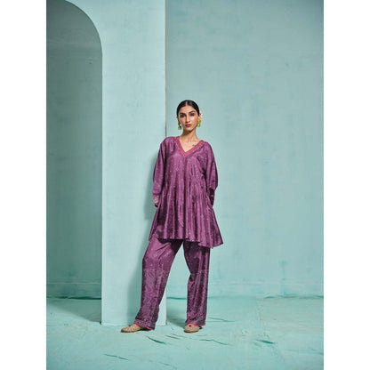 The Clothing Therapy Purple Kurta with Pant (Set of 2)