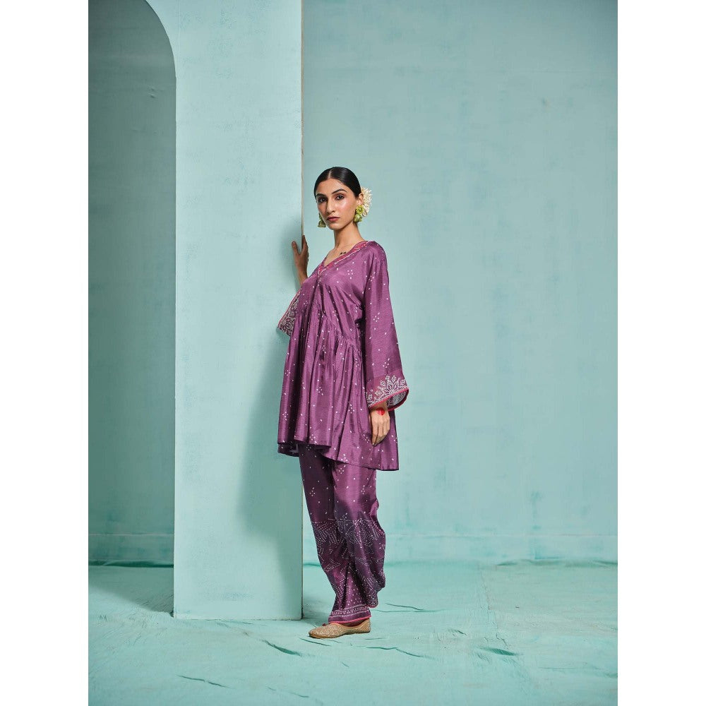 The Clothing Therapy Purple Kurta with Pant (Set of 2)