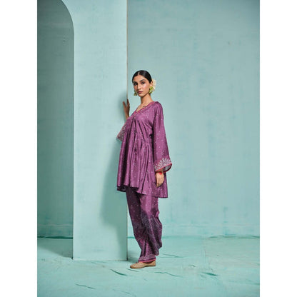 The Clothing Therapy Purple Kurta with Pant (Set of 2)