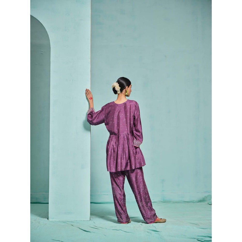The Clothing Therapy Purple Kurta with Pant (Set of 2)