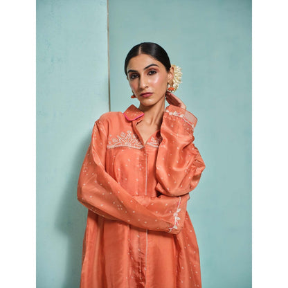 The Clothing Therapy Orange Kurta with Pant (Set of 2)