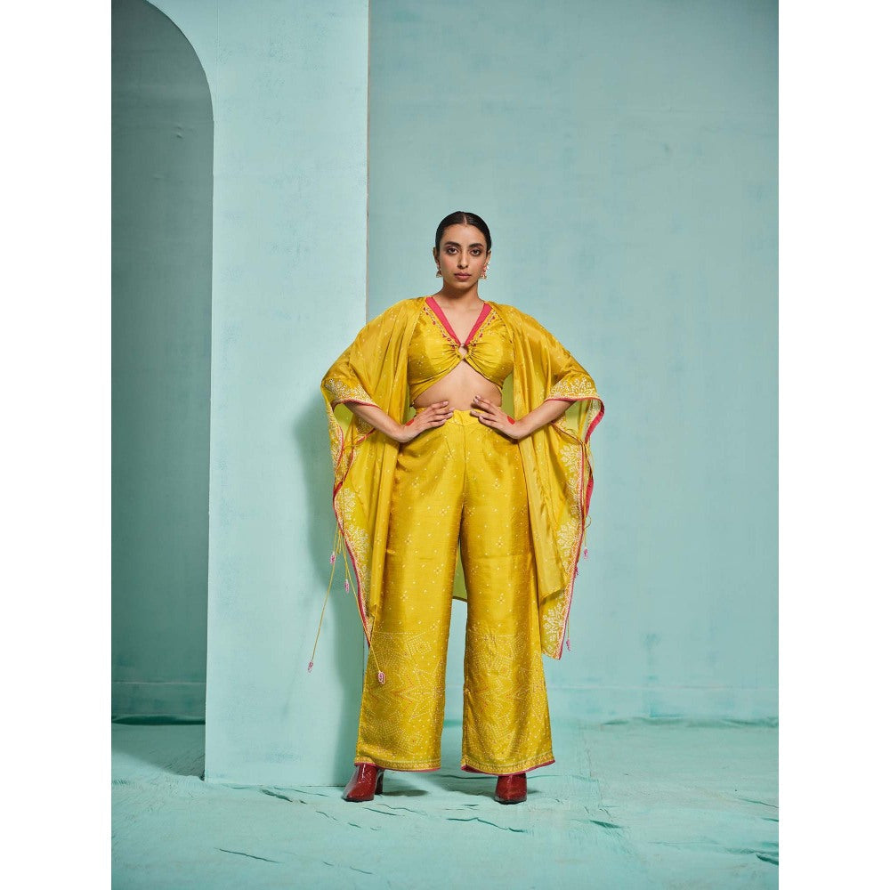 The Clothing Therapy Yellow Bustier with Palazzo and Cape (Set of 3)
