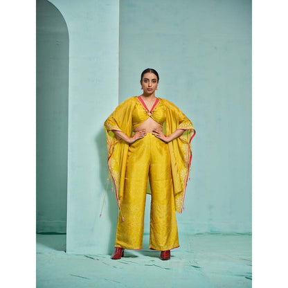 The Clothing Therapy Yellow Bustier with Palazzo and Cape (Set of 3)
