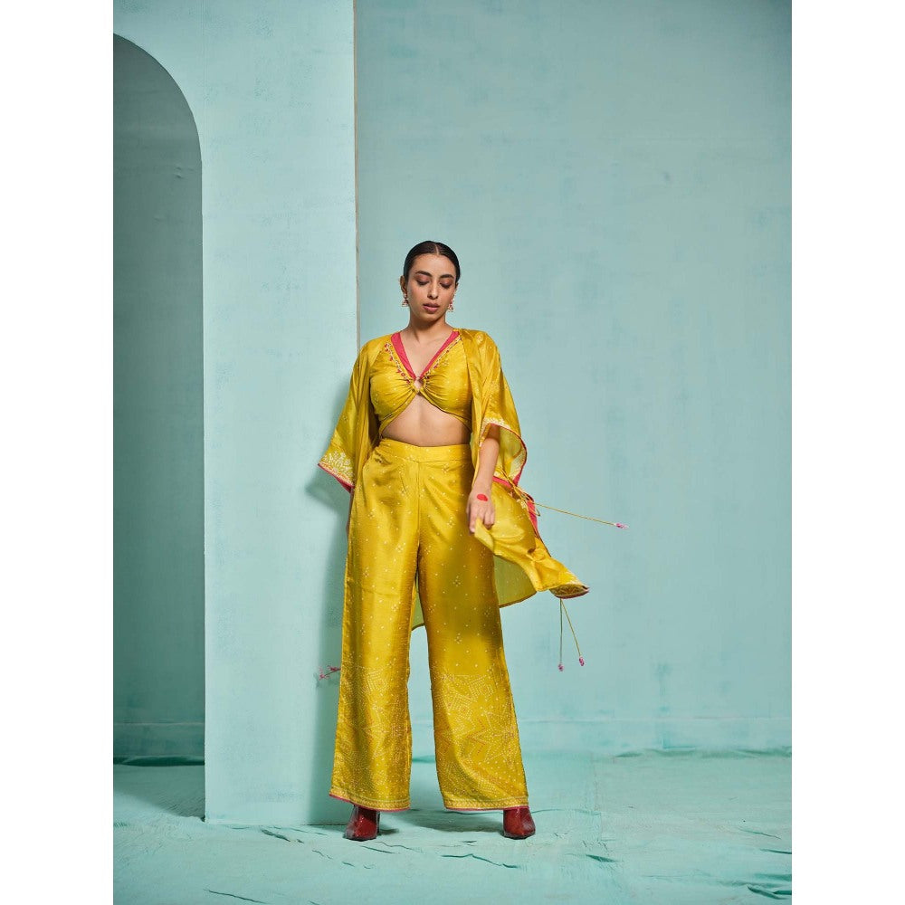 The Clothing Therapy Yellow Bustier with Palazzo and Cape (Set of 3)