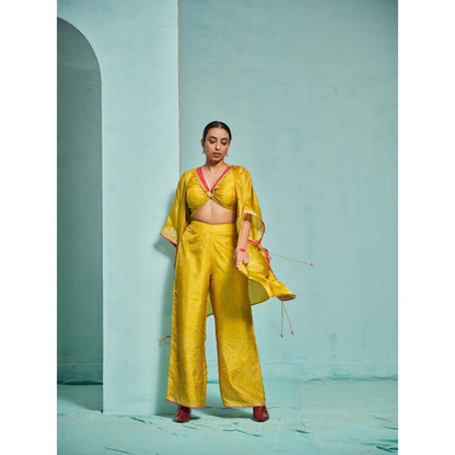 The Clothing Therapy Yellow Bustier with Palazzo and Cape (Set of 3)