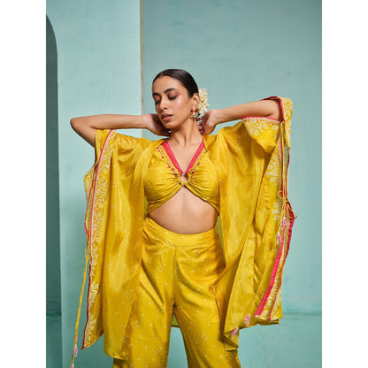 The Clothing Therapy Yellow Bustier with Palazzo and Cape (Set of 3)