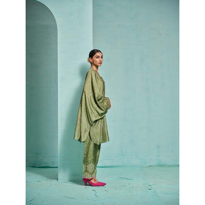 The Clothing Therapy Green Kaftan with Pant (Set of 2)