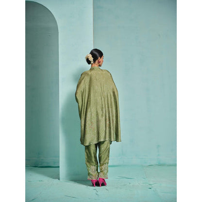 The Clothing Therapy Green Kaftan with Pant (Set of 2)