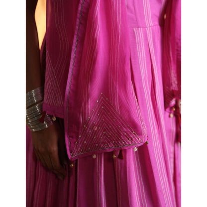 The Clothing Therapy Pink Corset Gown with Stole (Set of 2)