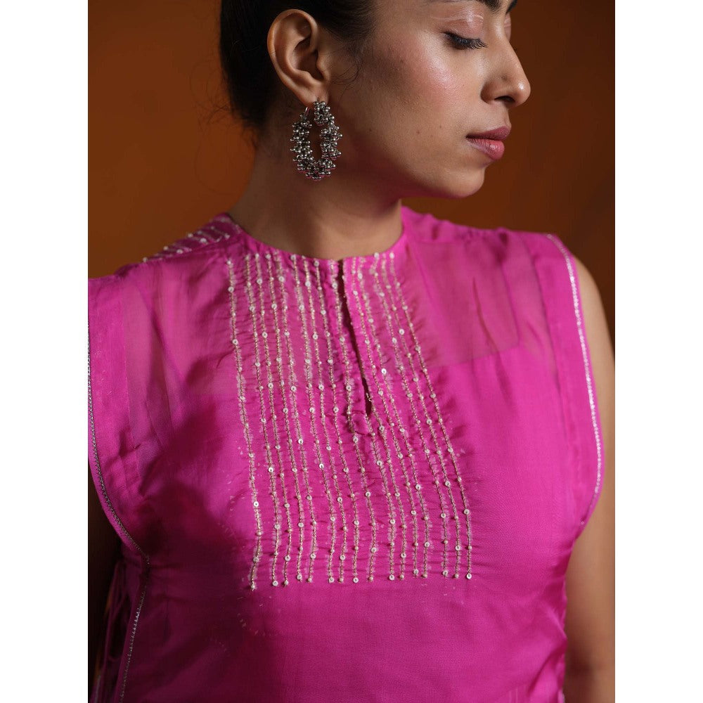 The Clothing Therapy Pink Noodle Strap Maxi with Crop Koti (Set of 2)