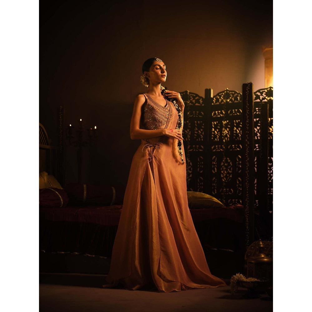 The Clothing Therapy Blush Pink Lehenga with Blouse and One Shoulder Drape (Set of 3)