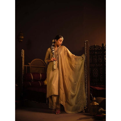 The Clothing Therapy Brown Kurta with Pant and Dupatta (Set of 3)