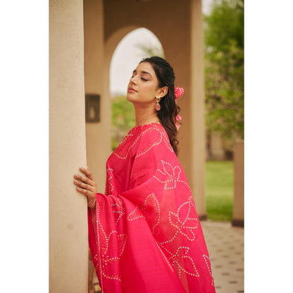 The Clothing Therapy Bright Pink Kurti with Pant and Dupatta