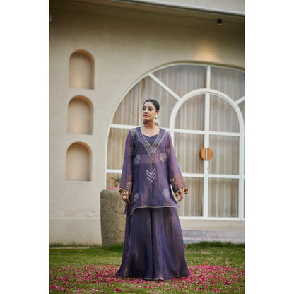 The Clothing Therapy Deep Purple Bustier with Palazzo and Kurta