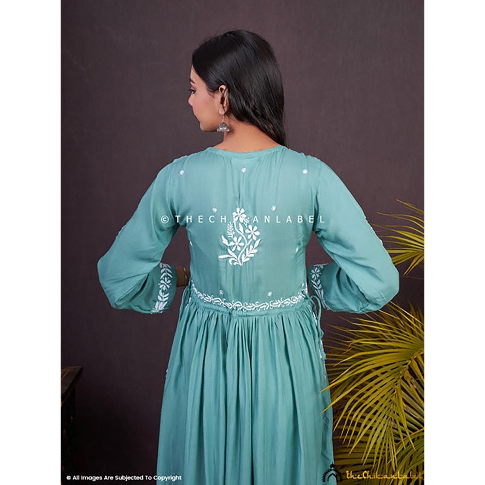 The Chikan Label Nayra Modal Chikankari Anarkali -Green