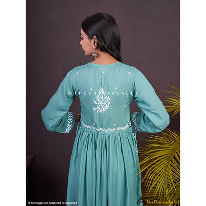 The Chikan Label Nayra Modal Chikankari Anarkali -Green