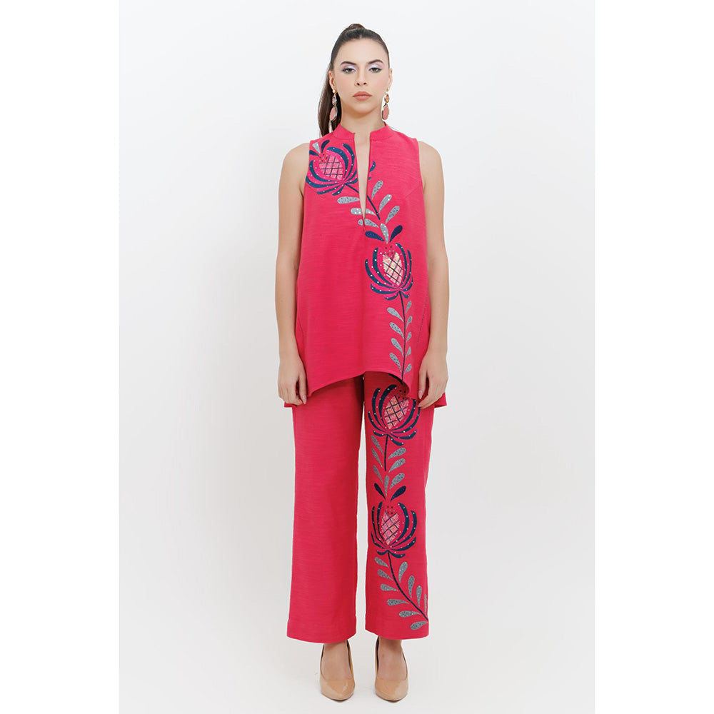 THE SILK LOVE Pink Shadow Bloom Co-Ord Set