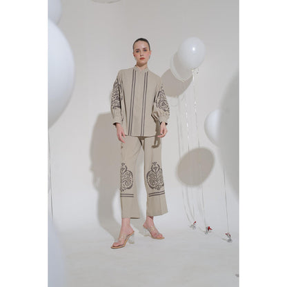 THE SILK LOVE Grey Romania Co-Ord Set